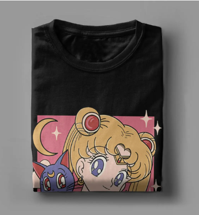 Oversize T-Shirt mit Print Sailor Moon Schwarz S T0258 фото