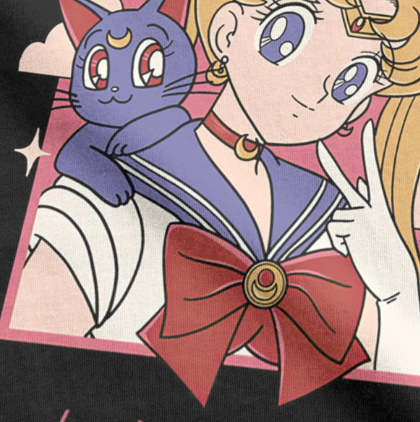 Oversize T-Shirt mit Print Sailor Moon Schwarz S T0258 фото