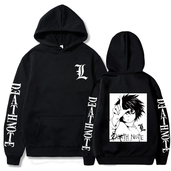 Oversized hoodie with Death Note anime print BLACK S