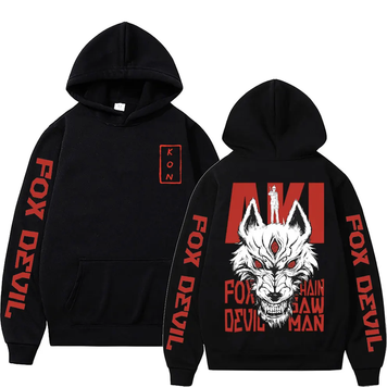 Oversized hoodie with Chainsaw man anime print BLACK S