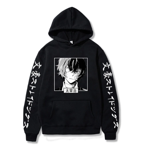 Oversize Hoodie mit Bungo Stray Dogs Anime Print SCHWARZ S H0059 фото