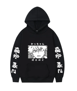 Oversized Hoodie with My Hero Academia anime print Black S