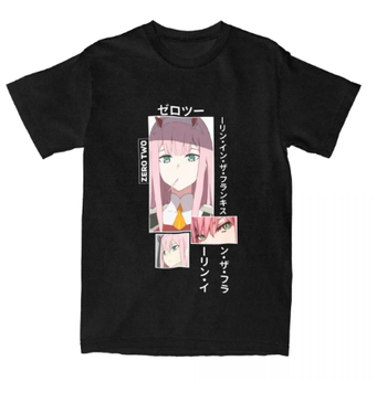 Oversize T-Shirt z nadrukiem Darling in the FranXX Czarny S