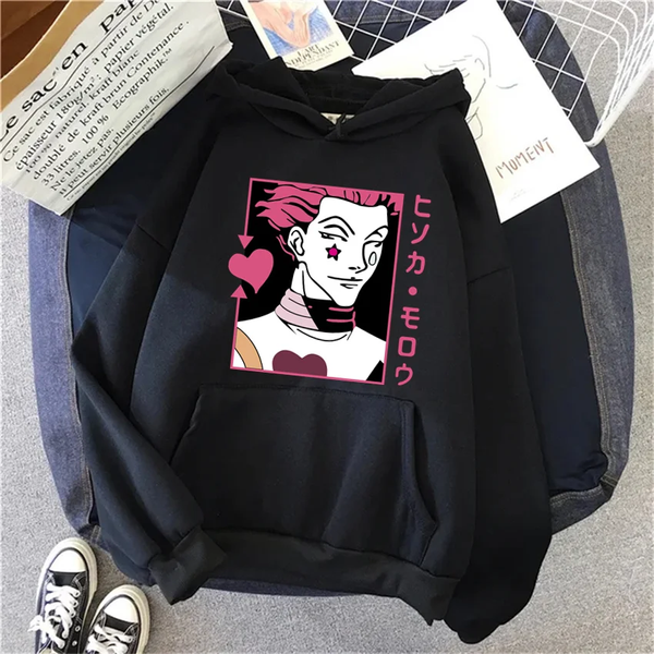 Oversized Hoodie with Hunter x Hunter anime print Black S