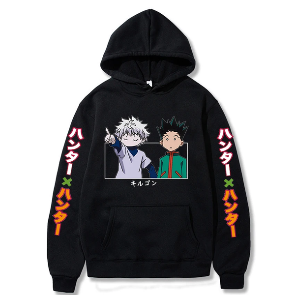 Oversized Hoodie with Hunter x Hunter anime print Black S