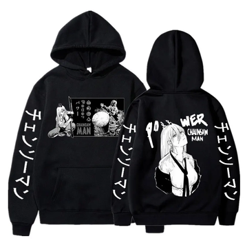 Oversized hoodie with Chainsaw man anime print BLACK S