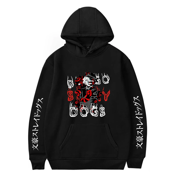 Oversized hoodie with Bungo Stray Dogs anime print BLACK S