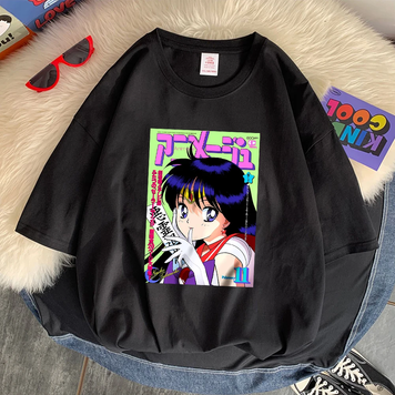 Oversize T-Shirt z nadrukiem Sailor Moon Czarny S