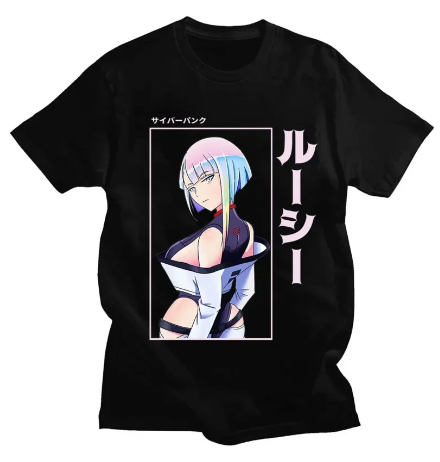 Oversized T-Shirt with Print Cyberpunk: Edgerunners Black S