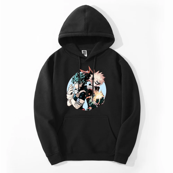 Oversized Hoodie with My Hero Academia anime print Black S