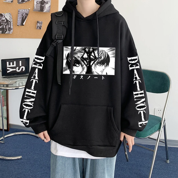 Oversized hoodie with Death Note anime print BLACK S