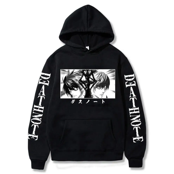 Oversized hoodie with Death Note anime print BLACK S