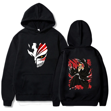 Bleach Oversized Hoodie with Bleach anime print Black S