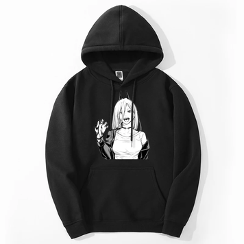 Oversized hoodie with Chainsaw man anime print BLACK S