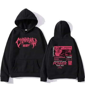 Oversize bluza z nadrukiem anime Chainsaw man CZARNY S