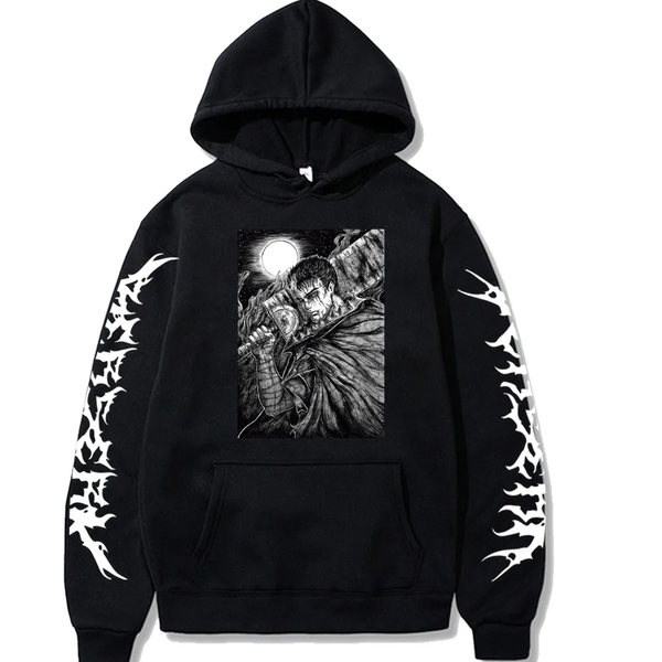 Oversize Hoodie mit Berserk Anime Print, schwarz, Größe S H0025 фото