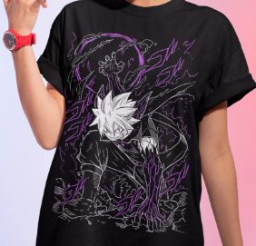 Oversize T-Shirt mit Print Fairy Tail Schwarz S T0125 фото