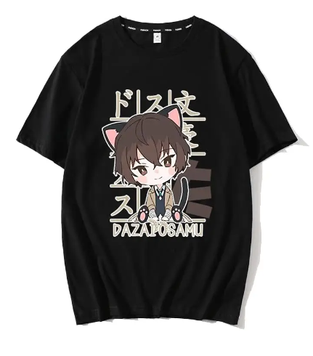 Oversized T-Shirt with Print Bungo Stray Dogs Black S