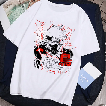 Oversize T-Shirt mit Print Naruto Weiß S T0233 фото