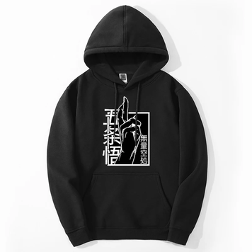 Oversize bluza z nadrukiem anime Jujutsu Kaisen CZARNY S