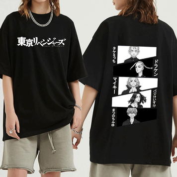 Oversized T-Shirt with Print Tokyo Revengers Black S