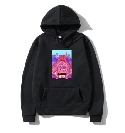 Oversize Hoodie mit Anime-Druck Sailor Moon SCHWARZ S H0280 фото