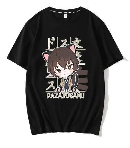 Oversize T-Shirt mit Print Bungo Stray Dogs Schwarz S T0050 фото