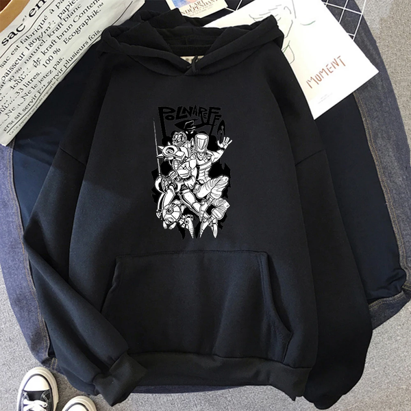 Oversized Hoodie with JoJo's Bizarre Adventure anime print Black S