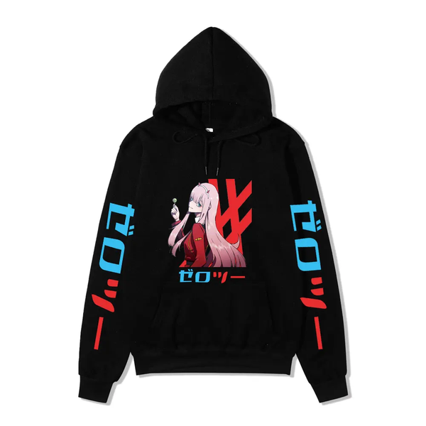 Oversize Hoodie mit Darling in the FranXX Anime Print SCHWARZ S H0097 фото