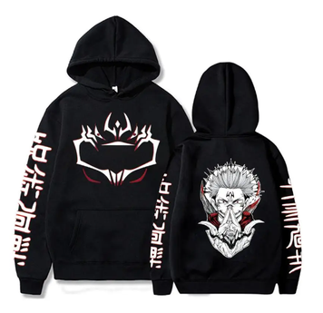 Oversize Hoodie mit Anime-Druck Jujutsu Kaisen SCHWARZ S H0212 фото