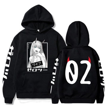 Oversize bluza z nadrukiem anime Darling in the FranXX CZARNY S