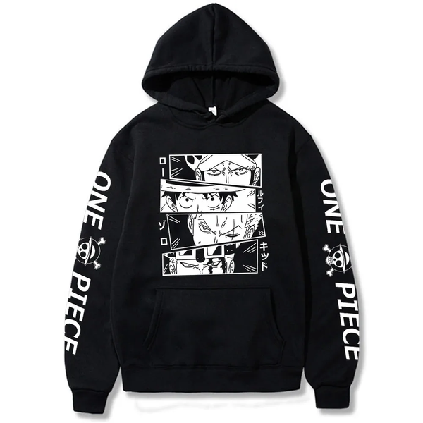 Oversize Hoodie mit Anime-Druck One Piece SCHWARZ S H0276 фото