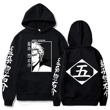 Oversize Hoodie mit Bleach Anime Print Schwarz S H0043 фото