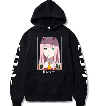 Oversize bluza z nadrukiem anime Darling in the FranXX CZARNY S