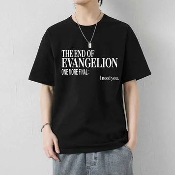 Oversize T-Shirt mit Print Evangelion Schwarz S T0117 фото