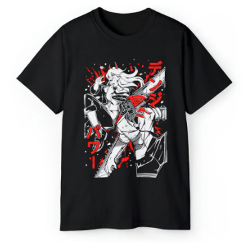 Oversize T-Shirt z nadrukiem Chainsaw Man Czarny S