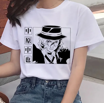 Oversize T-Shirt z nadrukiem Bungo Stray Dogs Biały S