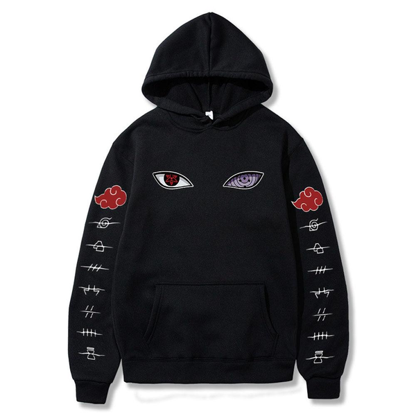 Oversized Hoodie with Naruto anime print Black S