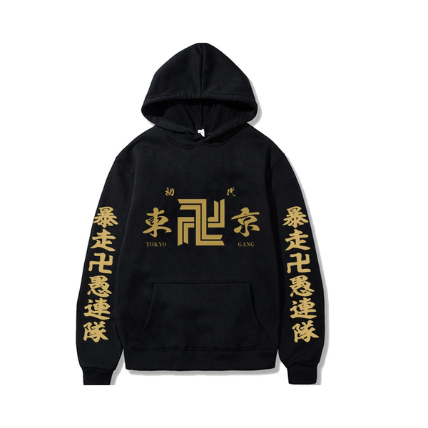 Oversized Hoodie with Tokyo Revengers anime print Black S