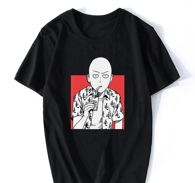 Oversize T-Shirt z nadrukiem Onepunchman Czarny S