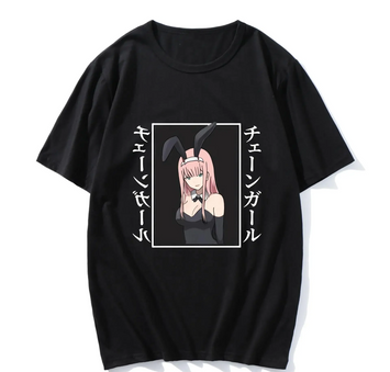 Oversize T-Shirt mit Print Darling in the FranXX Schwarz S T0088 фото