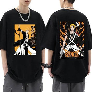 Oversized T-Shirt with Print Bleach Black S