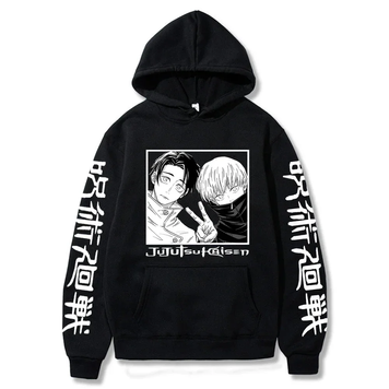 Oversized Hoodie with Jujutsu Kaisen anime print Black S