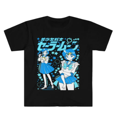 Oversize T-Shirt mit Print Sailor Moon Schwarz S T0259 фото