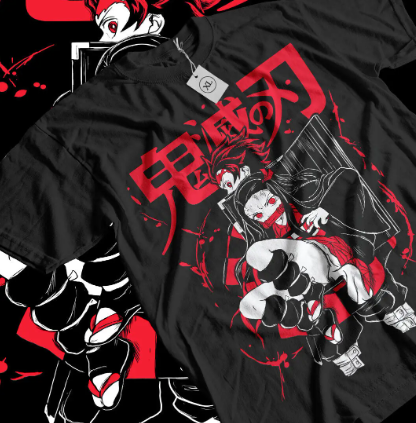 Oversized T-Shirt with Print Demon Slayer Black S