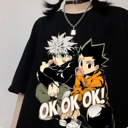 Oversized T-Shirt with Print Hunter x Hunter Black S