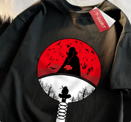 Oversize T-Shirt mit Print Naruto Schwarz S T0234 фото