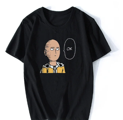 Oversize T-Shirt mit Print Onepunchman Schwarz S T0299 фото