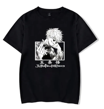 Oversize T-Shirt mit Print jujutsu kaisen Schwarz S T0188 фото