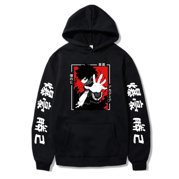 Oversized Hoodie with My Hero Academia anime print Black S